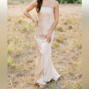 Revelry Leo Satin Bridesmaids Dress size 10 Champagne Gold